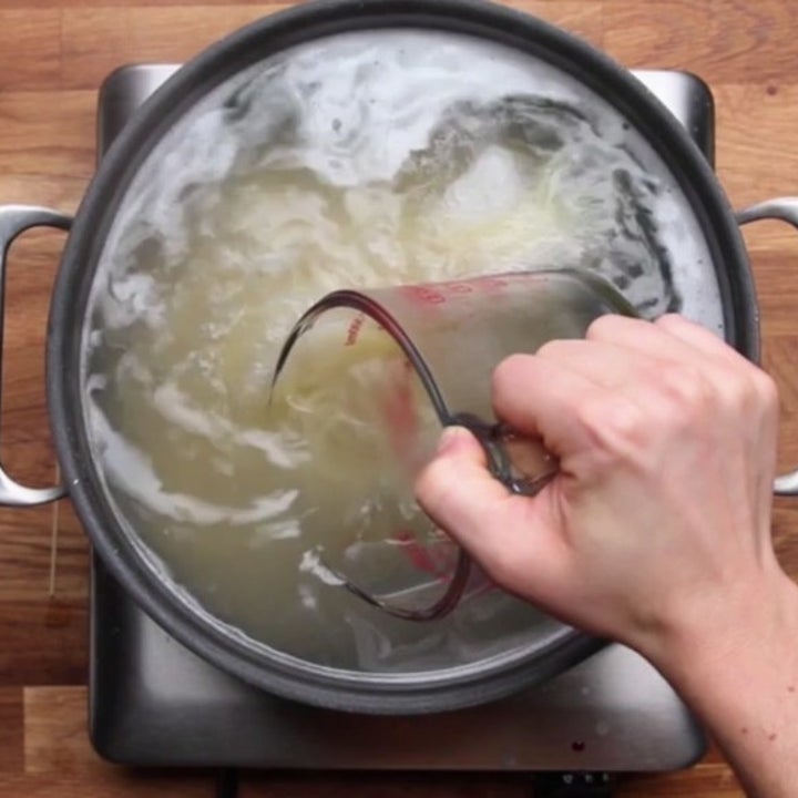 Saving some of the cooking water while making pasta